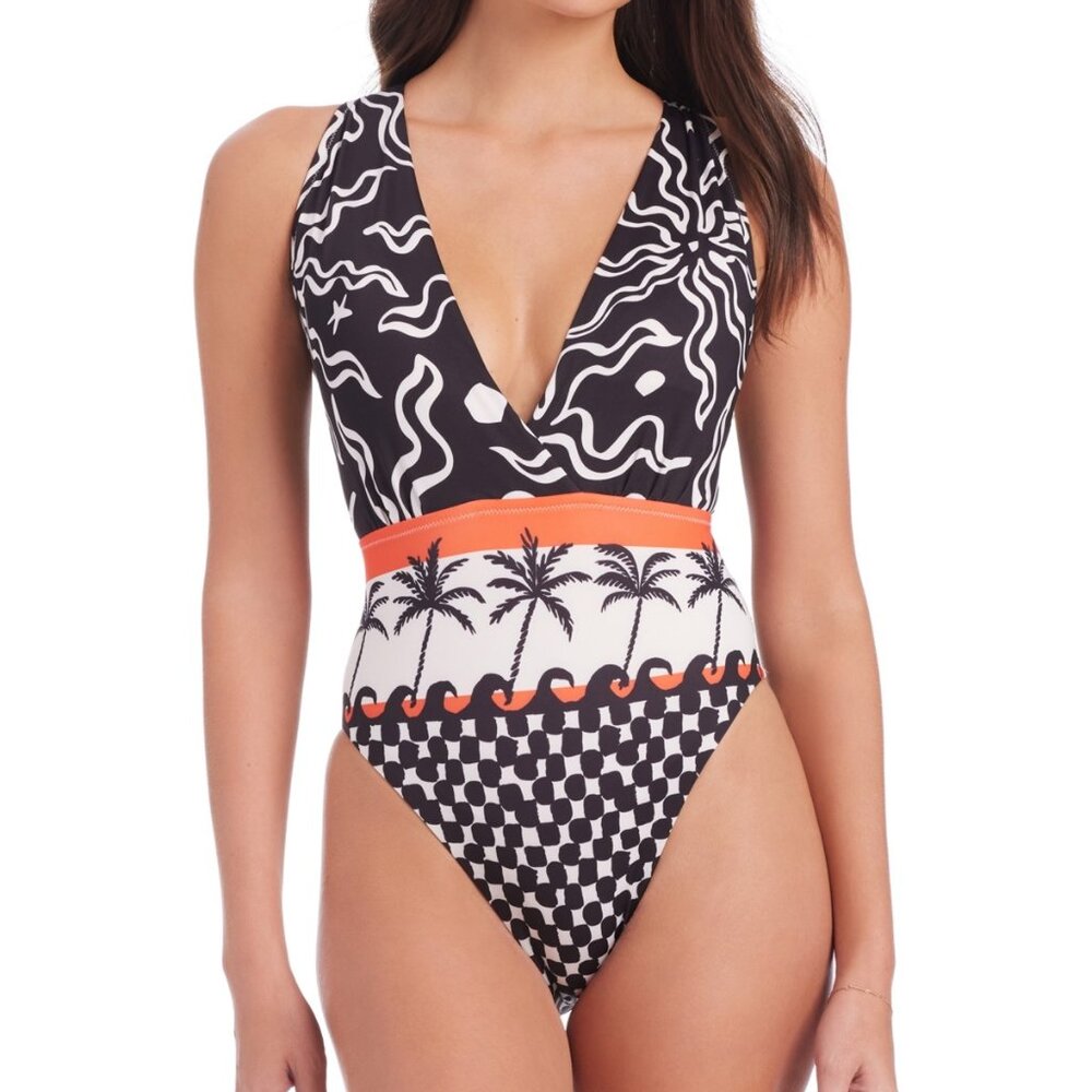 Sanctuary Beach Conversations Plunge Mio One-Piece Swimsuit - Picture 1 of 10